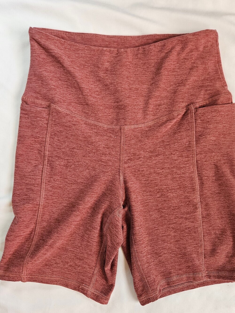 Athletic Works Womens Heathered Red Side Pocket Butter Core Bike Shorts Size XS